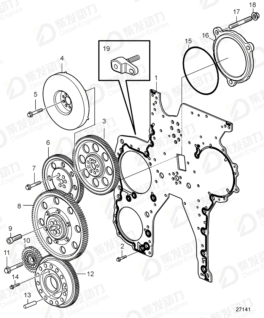 VOLVO Timing gear plate 22190294 Drawing